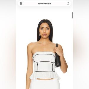 Free People Cream and Black Strapless Blouse